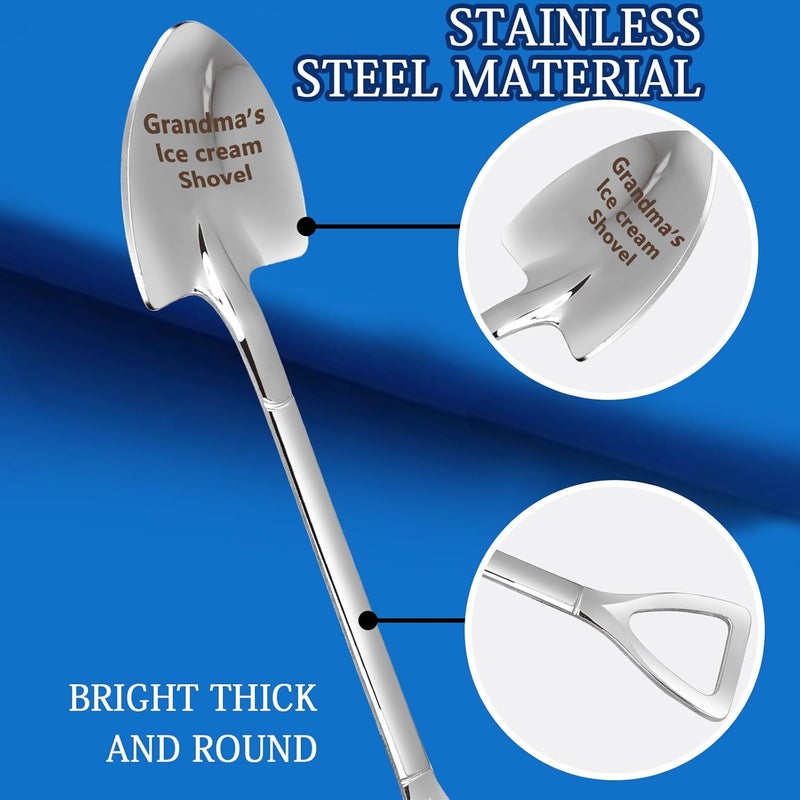 stormroo Gifts for Grandma mom Women Ice Cream Spoon Scoop for Ice Cream Lovers, MOM Mother Gifts for mom Women Funny Engraved Stainless Steel Spoon Shovel. - Image 3